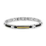 Bracelet acier bicolore noir 21 cm - vue 1