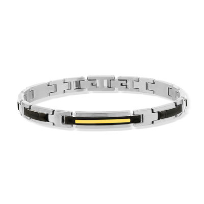 Black two-tone steel bracelet 21 cm