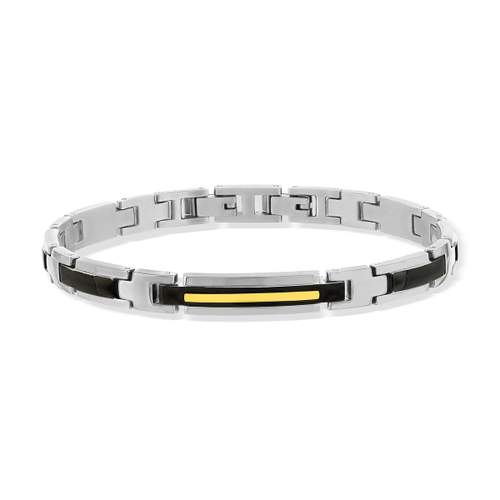 Bracelet acier bicolore noir 21 cm