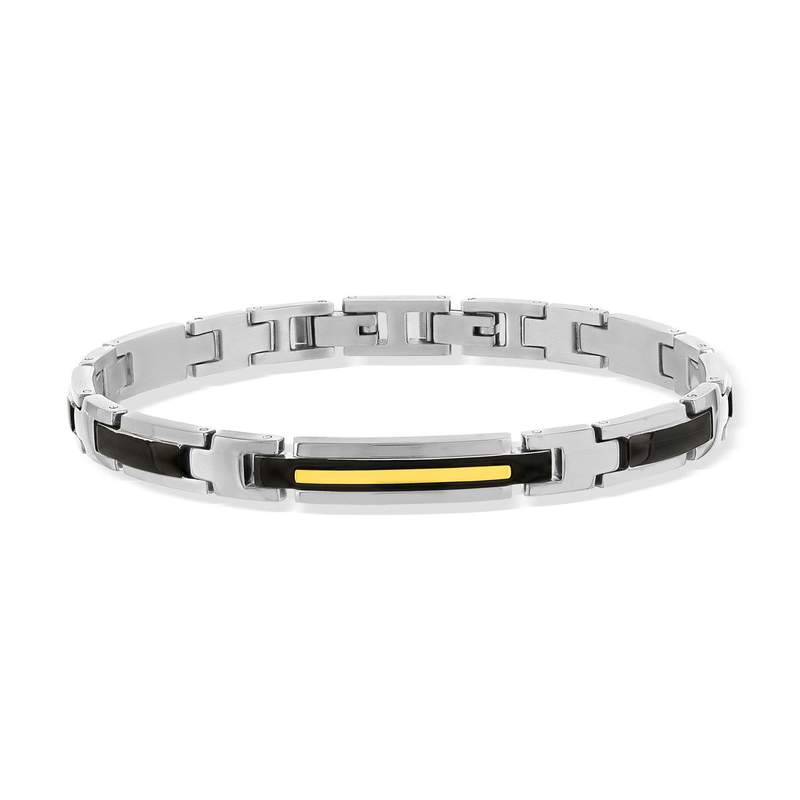 Bracelet acier bicolore noir 21 cm - vue 1