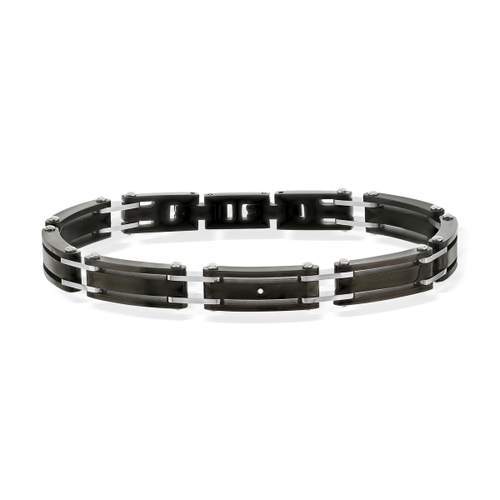 Zwart stalen armband 21 cm