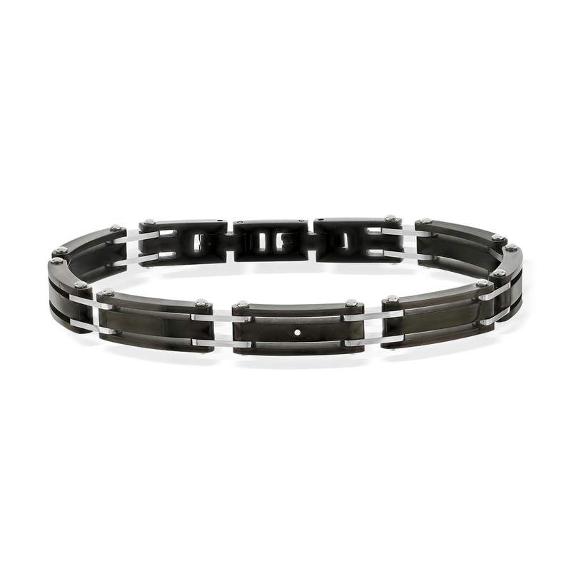 Bracelet acier noir 21 cm - vue 1