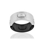 Bague acier bicolore noir - vue 1