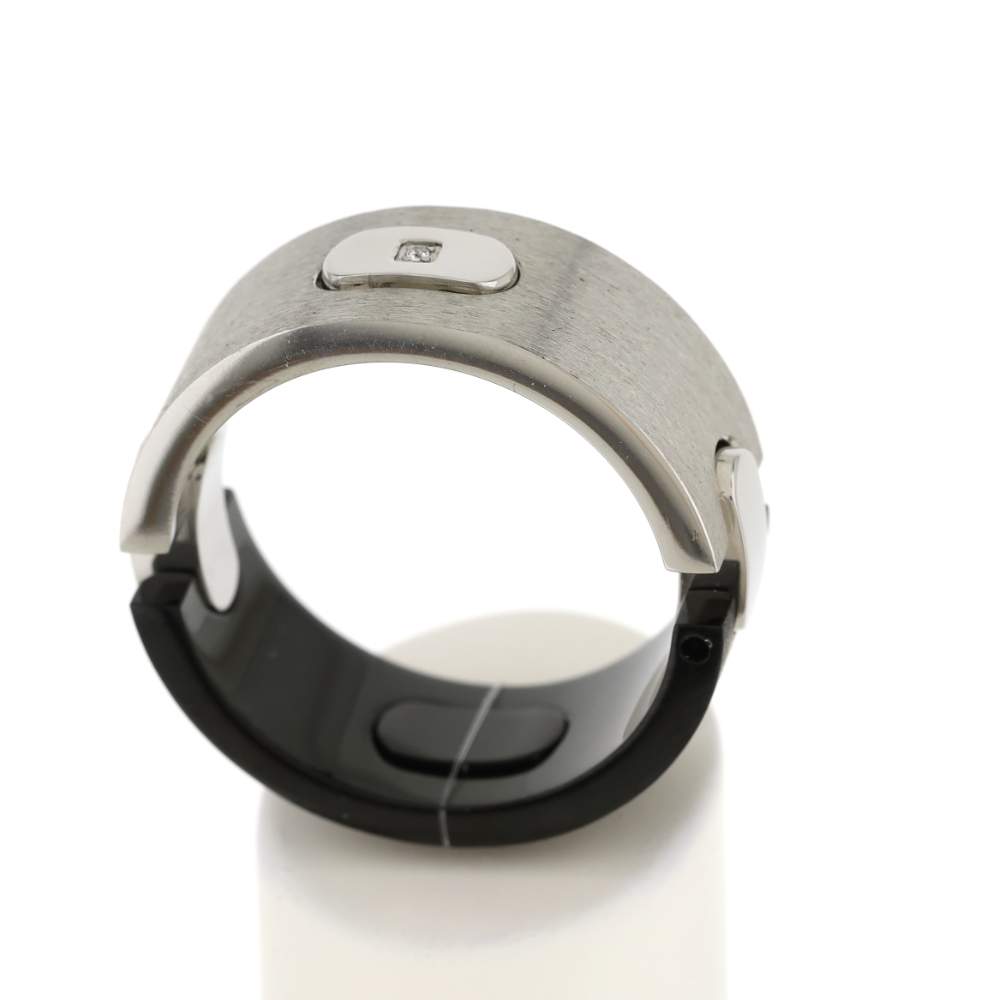 Bague acier bicolore noir - vue 2