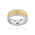 Bague acier bicolore doré jaune - vue 1