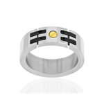 Bague acier bicolore noir vis - vue 1