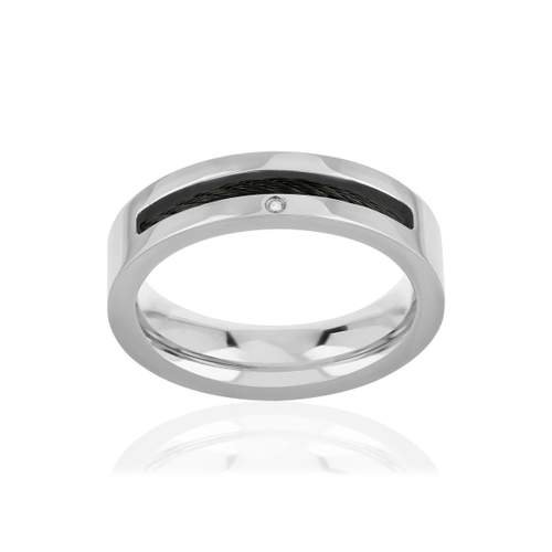 Bague acier câble noir