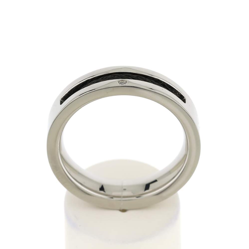 Bague acier câble noir - vue 1