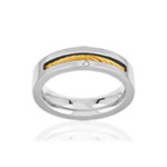 Bague acier câble doré jaune - vue 1