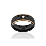 Bague tungstène acier rose et zirconia - vue 1