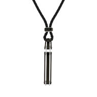 Collier cuir noir acier noir 51 cm