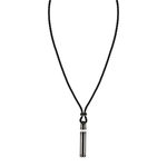 Collier cuir noir acier noir 51 cm - vue 2