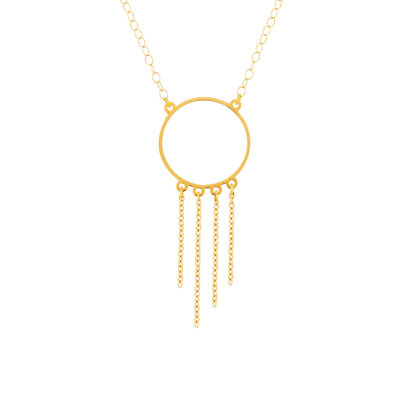 Collier or 750 jaune, anneau avec chaînettes en pampille 45 cm - vue 1