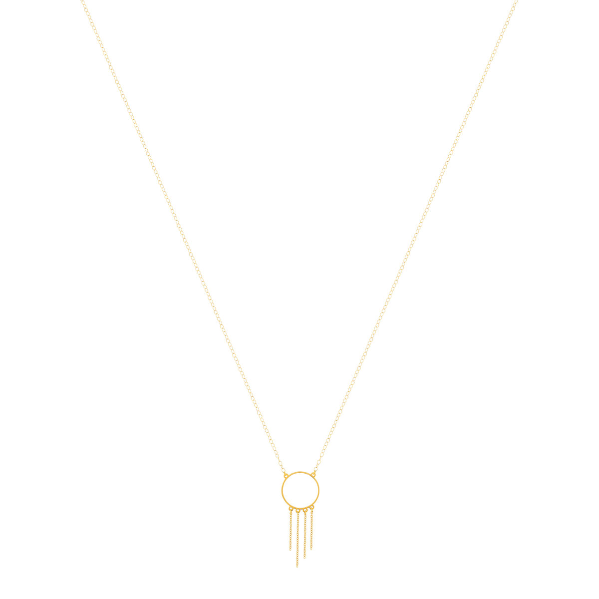 Collier or 750 jaune, anneau avec chaînettes en pampille 45 cm - vue 2