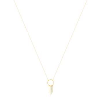 750 geelgouden collier, ring met bengelende kettingen 45 cm