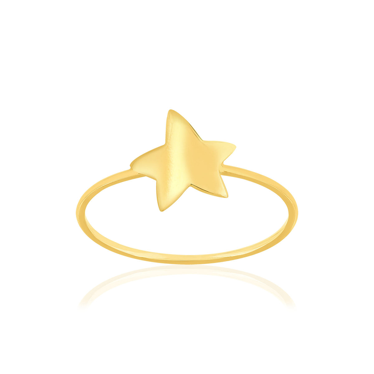 Bague or 750 jaune, motif étoile.