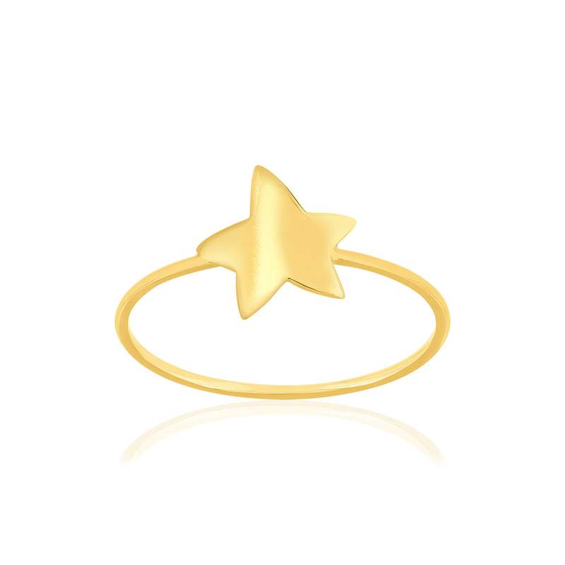 Bague or 750 jaune, motif étoile. - vue 1