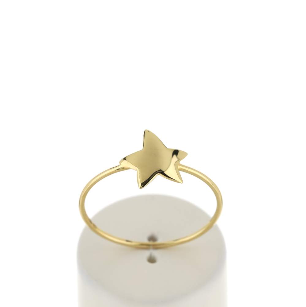 Bague or 750 jaune, motif étoile. - vue 1