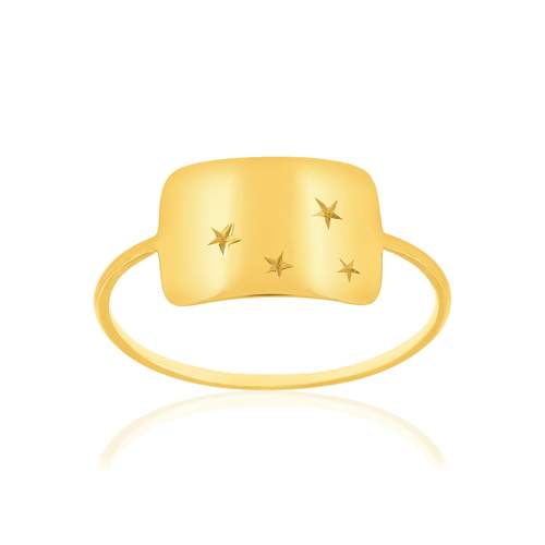 Bague or 750 jaune, motif étoile