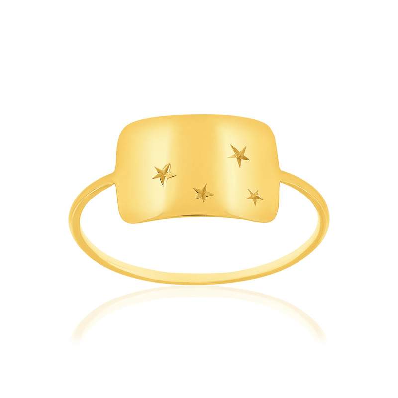 Bague or 750 jaune, motif étoile - vue 1