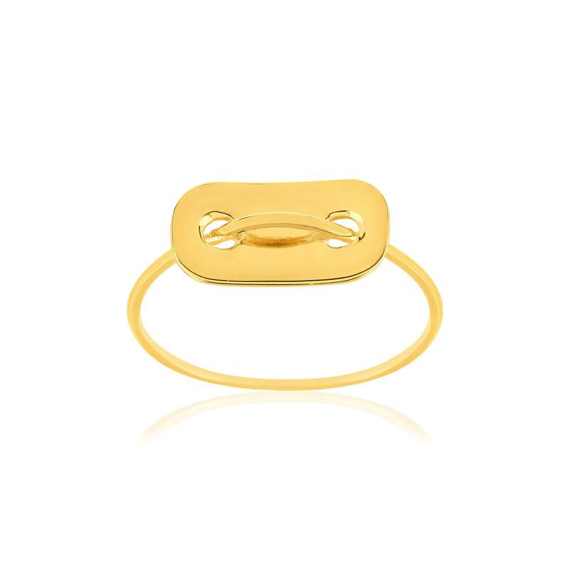 Bague or 750 jaune, motif perforé. - vue 1