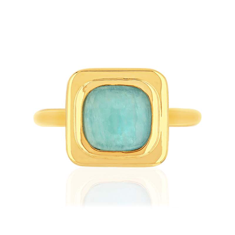Bague plaqué or jaune amazonite - vue 3