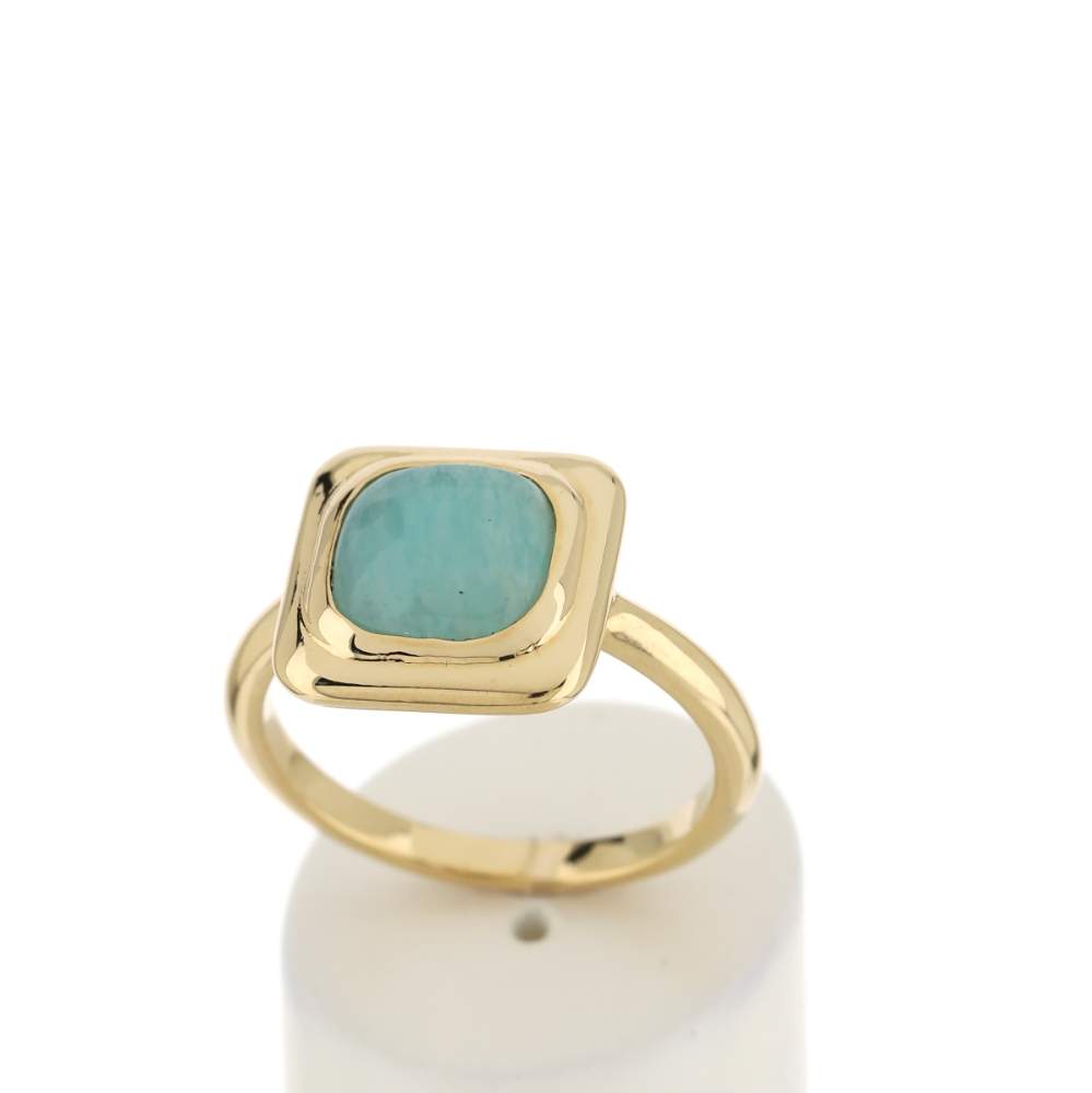 Bague plaqué or jaune amazonite - vue 2