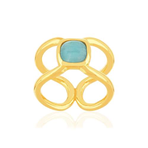 Bague plaqué or jaune amazonite
