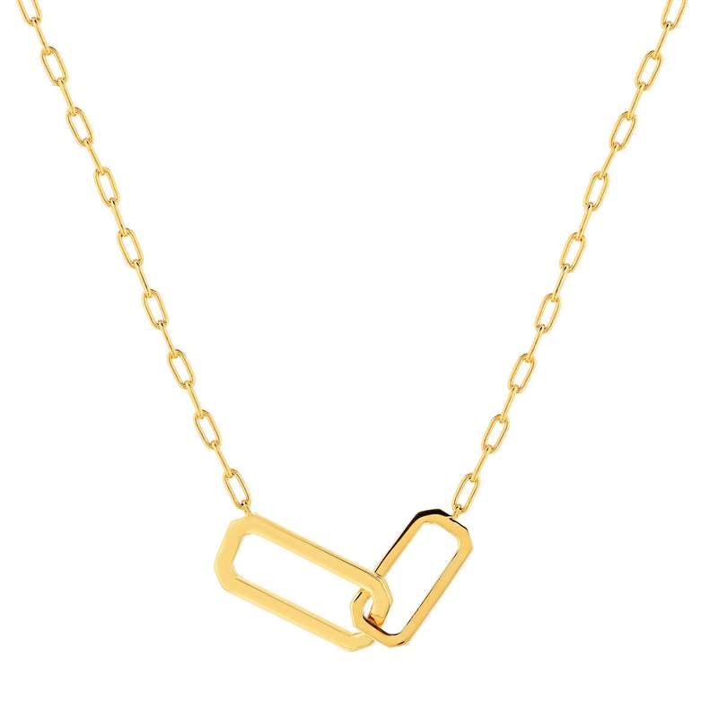 Collier plaqué or jaune, maille trombone 45 cm - vue 1