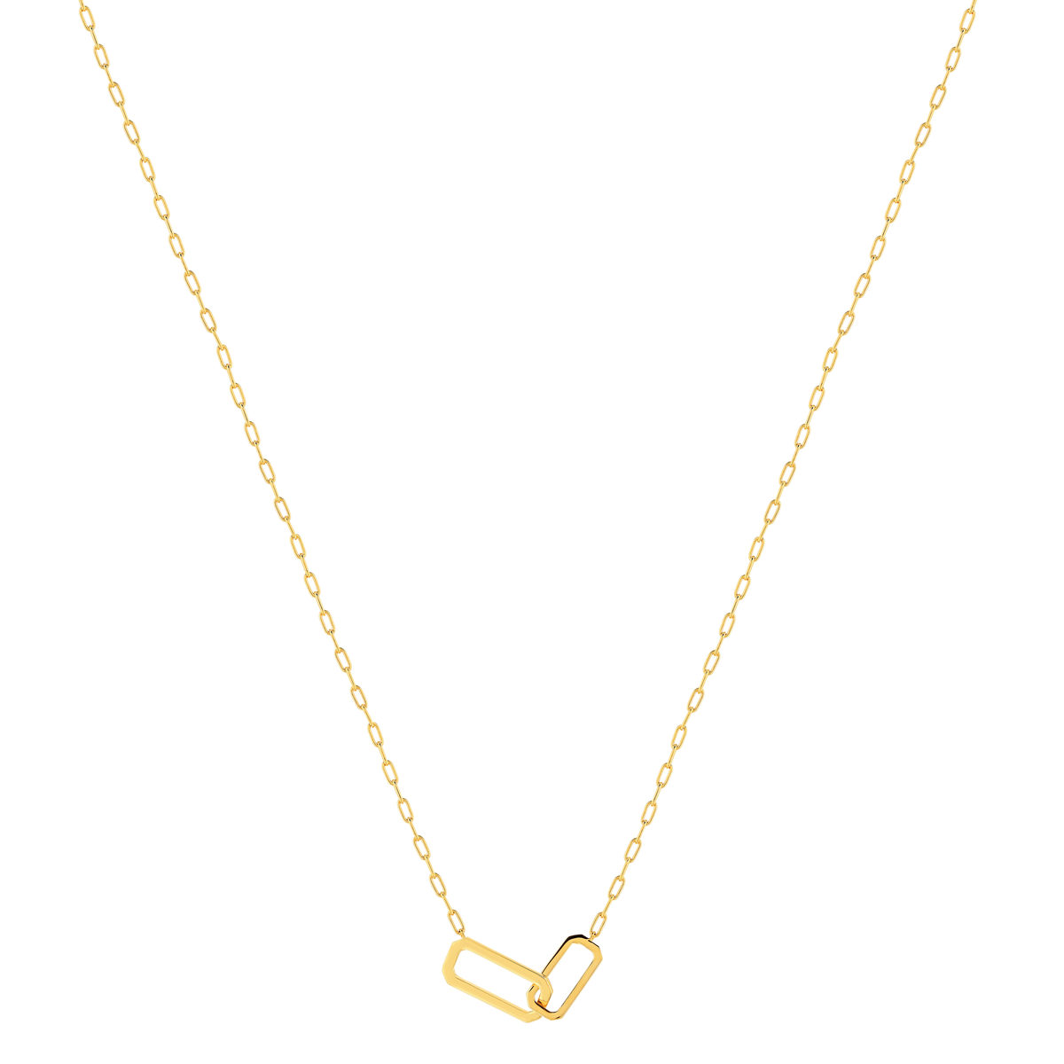 Collier plaqué or jaune, maille trombone 45 cm - vue 2