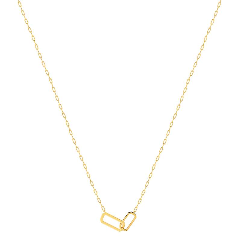 Collier plaqué or jaune, maille trombone 45 cm - vue 2