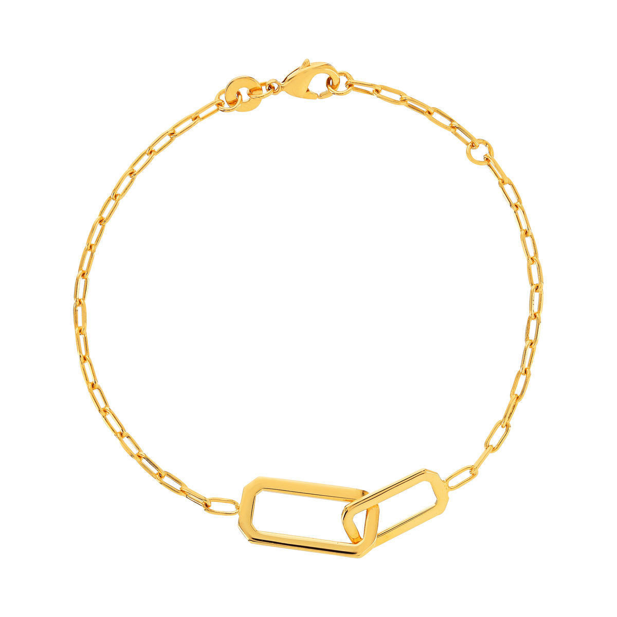 Bracelet plaqué or jaune, maille trombone, 18 cm