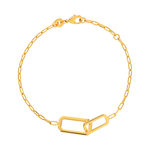 Bracelet plaqué or jaune, maille trombone, 18 cm - vue 1