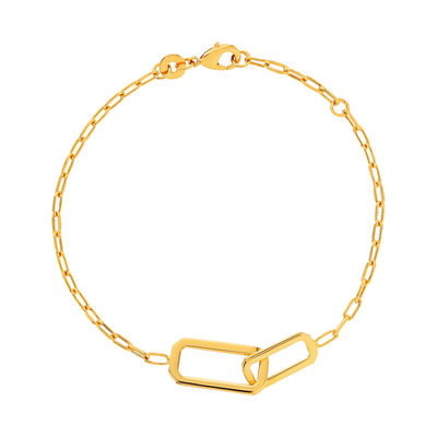 Bracelet plaqué or jaune, maille trombone, 18 cm - vue 1