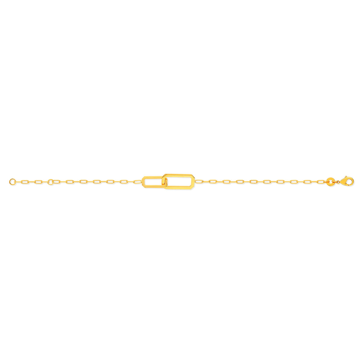 Bracelet plaqué or jaune, maille trombone, 18 cm - vue 2