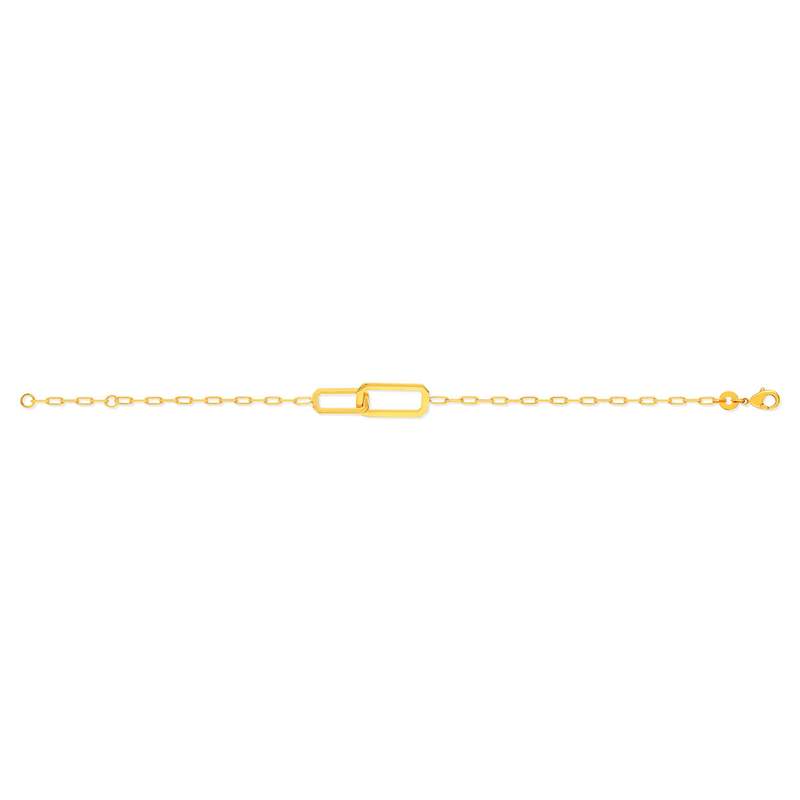 Bracelet plaqué or jaune, maille trombone, 18 cm - vue 2