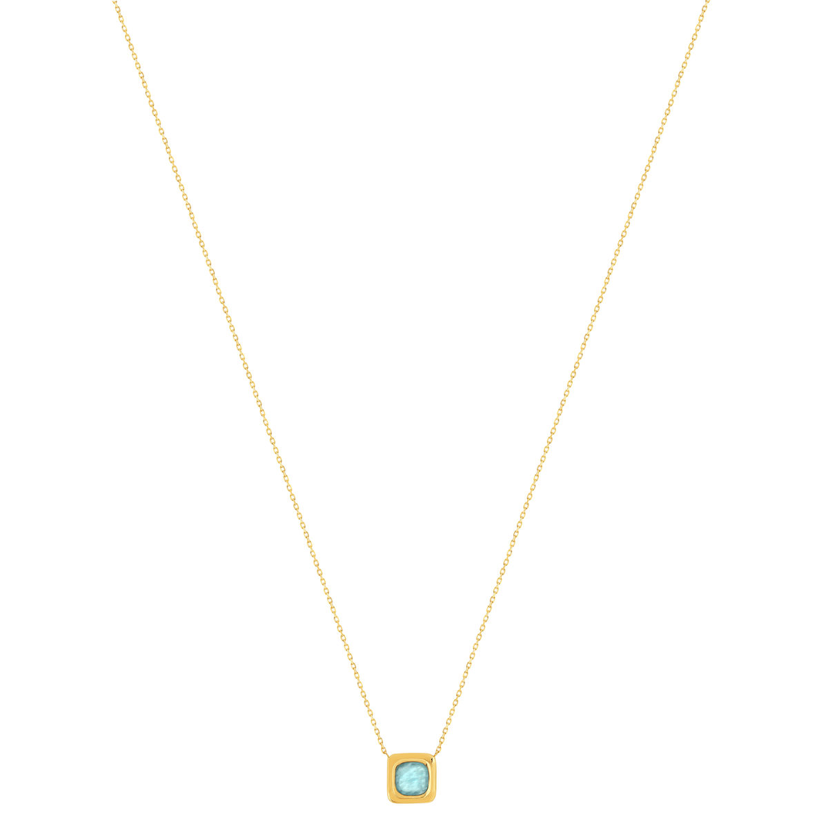 Collier plaqué or jaune, amazonite, 45 cm - vue 2
