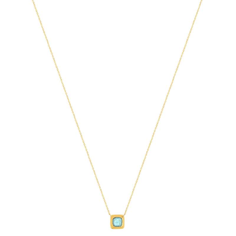Collier plaqué or jaune, amazonite, 45 cm - vue 2