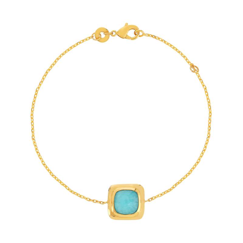 Geelgoudvergulde armband met amazoniet, 18 cm. - afbeelding 1
