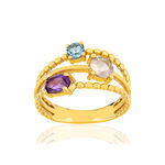 Bague or jaune 375 pierres fines - vue 1