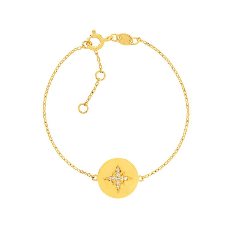 Bracelet plaqué or jaune zirconias 18 cm - vue 1