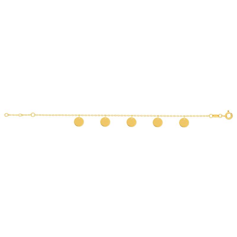 Bracelet plaqué or jaune, disques en pampille 18 cm - vue 2