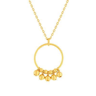 Collier plaqué or jaune cercle avec des boules en pampille 48 cm