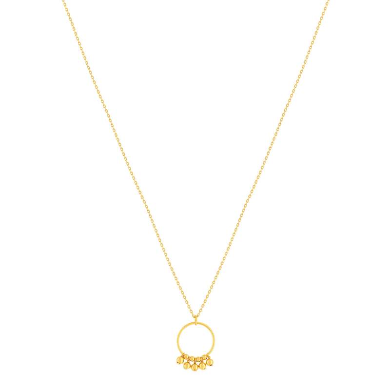 Collier plaqué or jaune cercle avec des boules en pampille 48 cm - vue 2