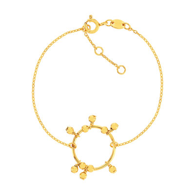 Bracelet plaqué or jaune, cercle et boules en pampille 18 cm - vue 1