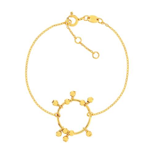 Bracelet plaqué or jaune, cercle et boules en pampille 18 cm