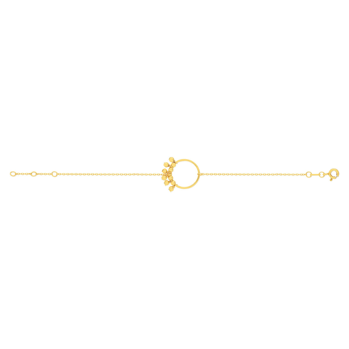 Bracelet plaqué or jaune, cercle et boules en pampille 18 cm - vue 2