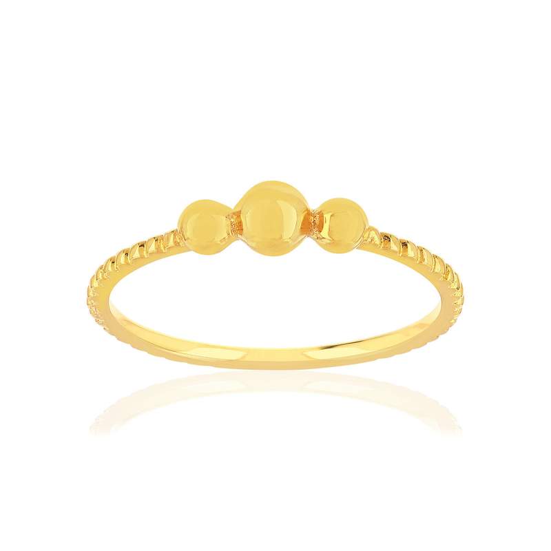 Bague plaqué or jaune boules - vue 1