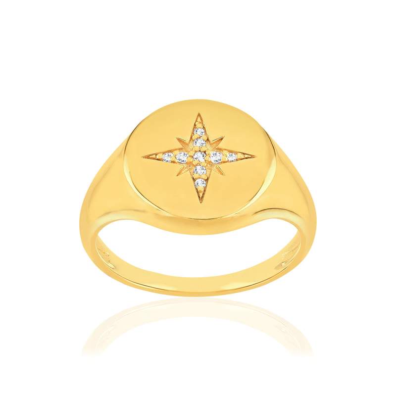 Bague plaqué or jaune zirconias - vue 1