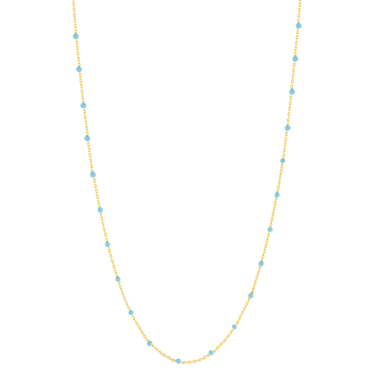 Collier plaqué or jaune et résine bleue 45 cm - vue 2